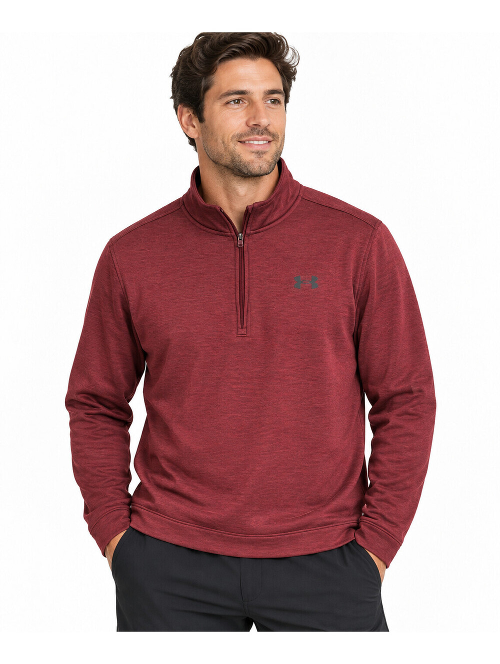 Under Armour Golf Mens XL Loose Fit Red ColdGear Pullover Fleece 1/4 Zip